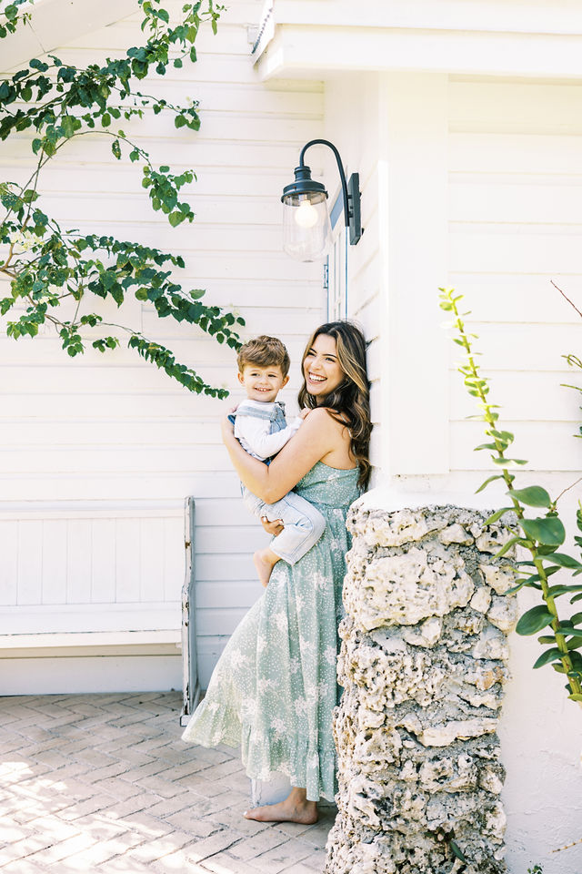 Mom and son photoshoot smiling